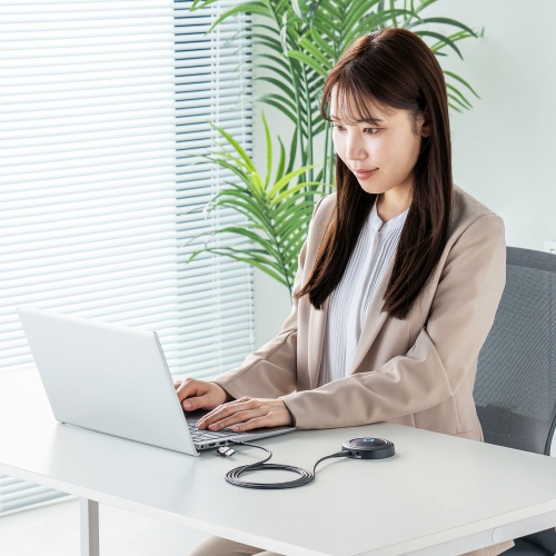 USBマイク（ノイズキャンセル・USB A/Type-C両対応・無指向性・DSPノイズキャンセリング・3極ポート搭載・ミュートボタン・ケーブル2m・WEB会議・会話録音・文字起こし）