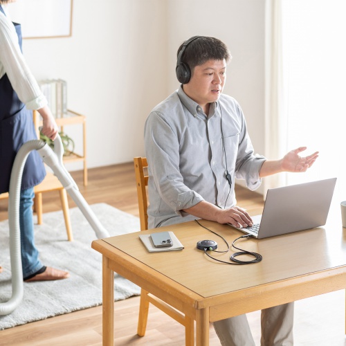 USBマイク（ノイズキャンセル・USB A/Type-C両対応・無指向性・DSPノイズキャンセリング・3極ポート搭載・ミュートボタン・ケーブル2m・WEB会議・会話録音・文字起こし）