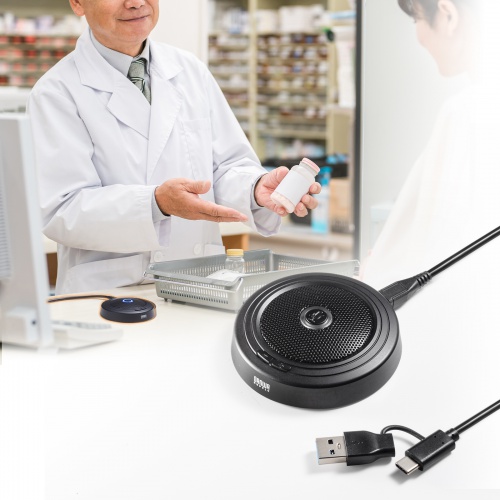 USBマイク（ノイズキャンセル・USB A/Type-C両対応・無指向性・DSPノイズキャンセリング・3極ポート搭載・ミュートボタン・ケーブル2m・WEB会議・会話録音・文字起こし）