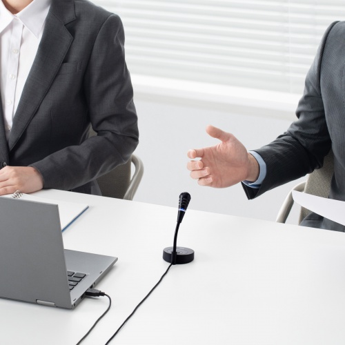 コンパクトUSBマイク（フレキシブルアーム・ミュート表示機能・単一指向性・コンデンサー型・USB接続・小型）