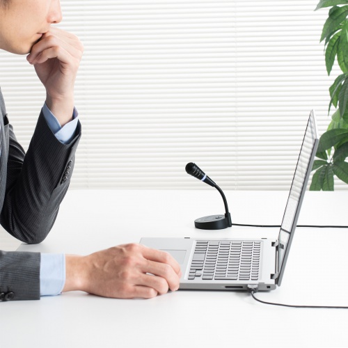 コンパクトUSBマイク（フレキシブルアーム・ミュート表示機能・単一指向性・コンデンサー型・USB接続・小型）