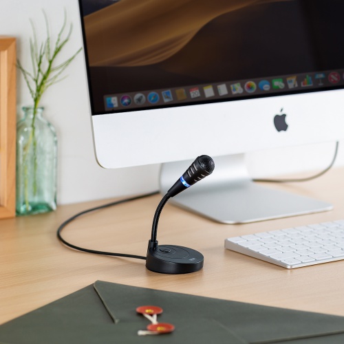 コンパクトUSBマイク（フレキシブルアーム・ミュート表示機能・単一指向性・コンデンサー型・USB接続・小型）