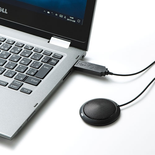 PCマイク（USB・無指向性・全指向性・Web会議・小型・Skype・Zoom・Teams・ノイズキャンセリング）MM-MCU06BK サンワサプライ