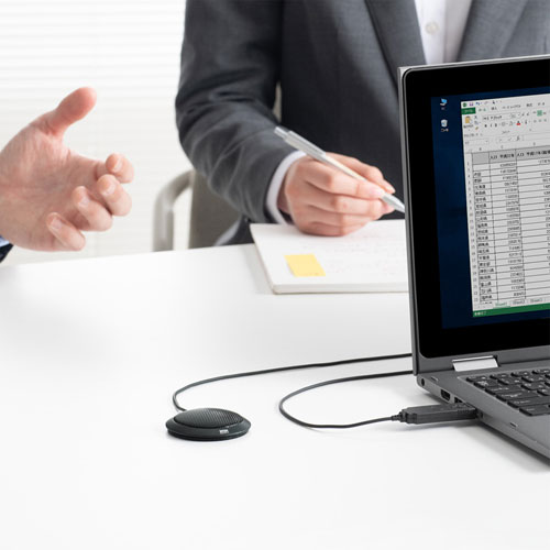 PCマイク（USB・無指向性・全指向性・Web会議・小型・Skype・Zoom・Teams・ノイズキャンセリング）MM-MCU06BK サンワサプライ