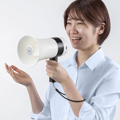 拡声器（ハンドメガホン・ブルートゥース・USBメモリ・ボイスレコーダー機能・サイレン音・防災・消防・自衛隊・選挙・イベント・USB充電）MM-SPAMP13 サンワサプライ