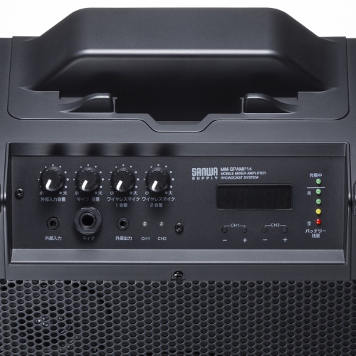 拡声器（バッテリー内蔵・ワイヤレスマイク2本付き・60W出力・選挙・スピーカー） MM-SPAMP14 サンワサプライ