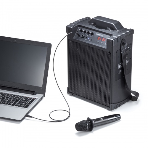 拡声器（バッテリー内蔵・ワイヤレスマイク2本付き・60W出力・選挙・スピーカー） MM-SPAMP14 サンワサプライ