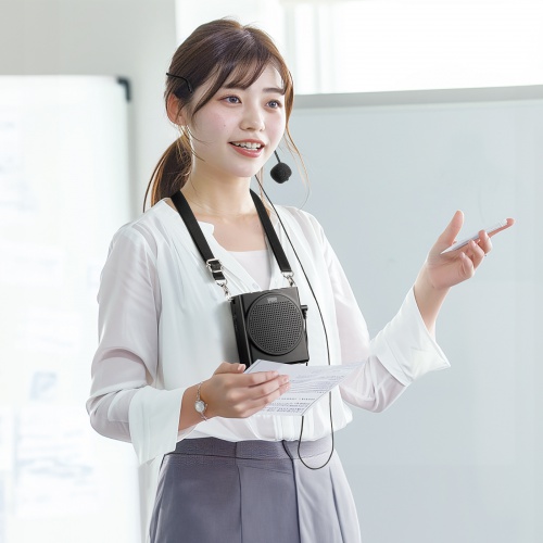 拡声器（ハンズフリー・ポータブル・選挙・小型・マイク・有線・13W・イベント・講義・会議） MM-SPAMP19