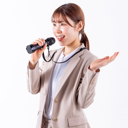 拡声器（マイク型・小型・15W出力・スピーカー・マイク 一体型・Bluetooth・充電式・ストラップ付き・イベント・ツアーガイド・選挙・セミナー・講義・会議）