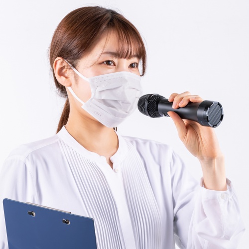 拡声器（マイク型・小型・15W出力・スピーカー・マイク 一体型・Bluetooth・充電式・ストラップ付き・イベント・ツアーガイド・選挙・セミナー・講義・会議）