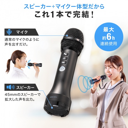 拡声器（マイク型・小型・15W出力・スピーカー・マイク 一体型・Bluetooth・充電式・ストラップ付き・イベント・ツアーガイド・選挙・セミナー・講義・会議）