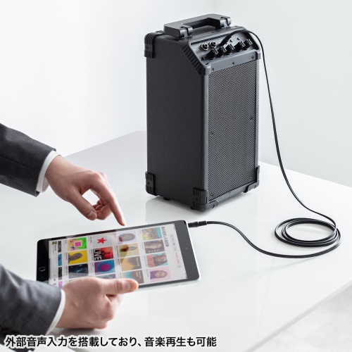 拡声器（ワイヤレスマイク・スピーカーセット・マイク2本付・40W・電池駆動・AC電源・大型・収納バッグ付き・PAシステム・イベント・選挙・セミナー・講義・会議・運動会）