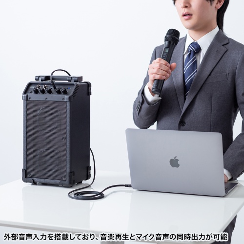 拡声器（ワイヤレスマイク・スピーカーセット・マイク2本付・40W・電池駆動・AC電源・大型・収納バッグ付き・PAシステム・イベント・選挙・セミナー・講義・会議・運動会）