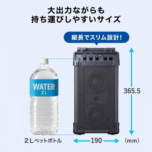 拡声器（ワイヤレスマイク・スピーカーセット・マイク2本付・40W・電池駆動・AC電源・大型・収納バッグ付き・PAシステム・イベント・選挙・セミナー・講義・会議・運動会）