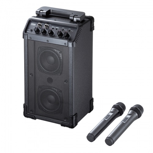 拡声器（ワイヤレスマイク・スピーカーセット・マイク2本付・40W・電池駆動・AC電源・大型・収納バッグ付き・PAシステム・イベント・選挙・セミナー・講義・会議・運動会）