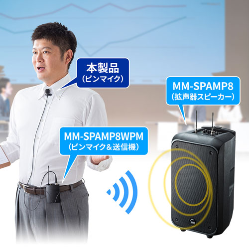 ピンマイク(MM-SPAMP8WPM用・セミナー・業務説明・店頭販売・スポーツ指導) MM-SPAMP8PM サンワサプライ