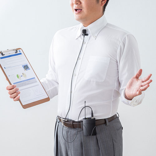 ワイヤレスピンマイク（MM-SPAMP8用・単三電池・セミナー・業務説明・店頭販売・スポーツ指導） MM-SPAMP8WPM サンワサプライ