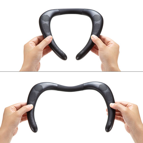 ウェアラブルスピーカー（ネックスピーカー・肩かけ・首かけ・Bluetooth・ブラック・ワイヤレス・マイク付き・テレワーク・防水）