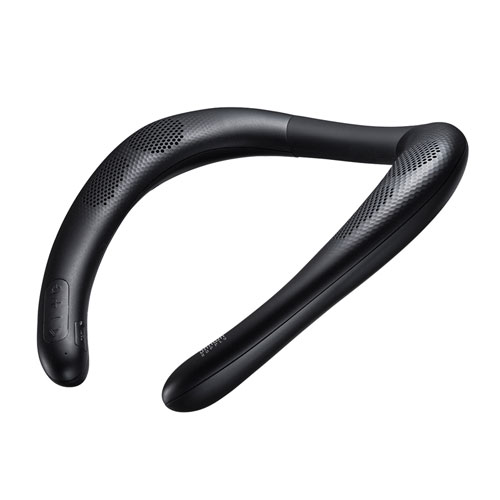 ウェアラブルスピーカー（ネックスピーカー・肩かけ・首かけ・Bluetooth・ブラック・ワイヤレス・マイク付き・テレワーク・防水）