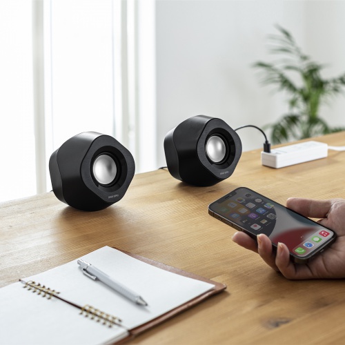 3WAY PCスピーカー（Bluetooth・USB・3.5mm・LED・USB給電・リモコン・iPhone15・iPhone15plus・ブラック） MM-SPBT6BK サンワサプライ