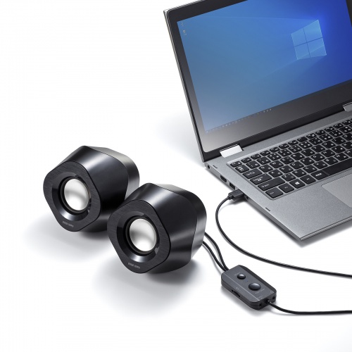 3WAY PCスピーカー（Bluetooth・USB・3.5mm・LED・USB給電・リモコン・iPhone15・iPhone15plus・ブラック） MM-SPBT6BK サンワサプライ