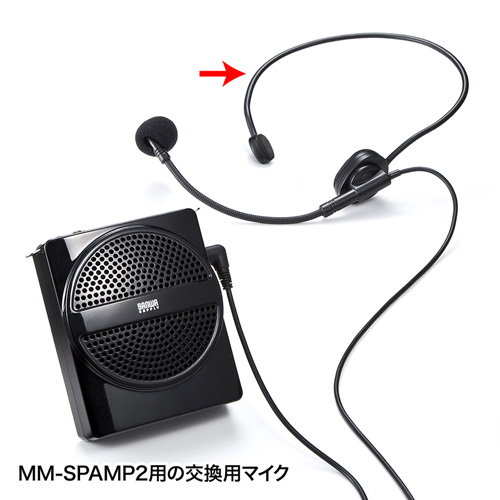 ヘッドマイク（MM-SPAMP2用・有線タイプ・ブラック） MM-SPHM2 サンワサプライ
