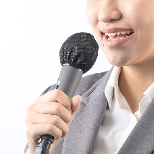 マイクカバー（不織布・100枚入り・使い捨て・飛沫対策・ブラック）