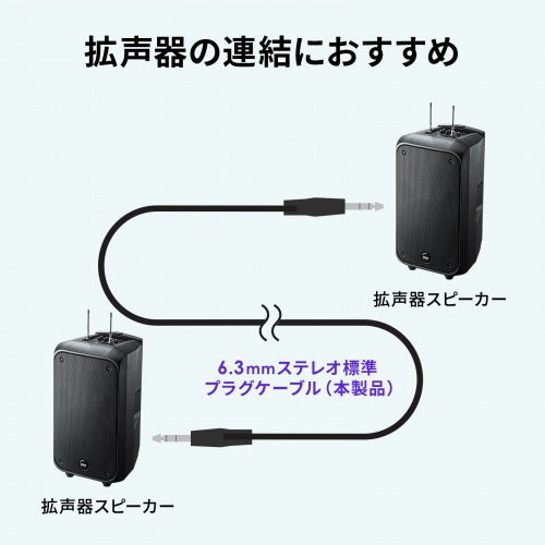 オーディオケーブル（6.3mmステレオ標準プラグ・オスーオス・長10m・拡声器・スピーカー・連結）