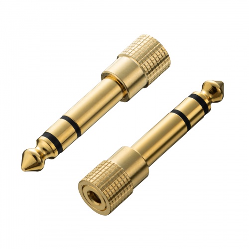 3.5mmステレオプラグ変換アダプタ（3.5mmステレオミニプラグ-6.3mmステレオ標準プラグ・金メッキ）