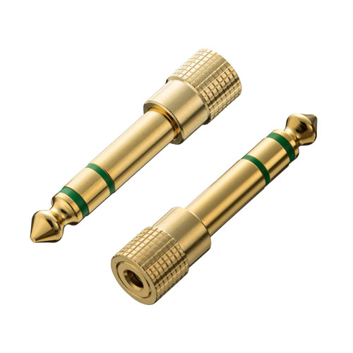 変換アダプタ（3.5mmステレオミニプラグ-6.3mmステレオ標準プラグ・2個セット・金メッキ仕様）