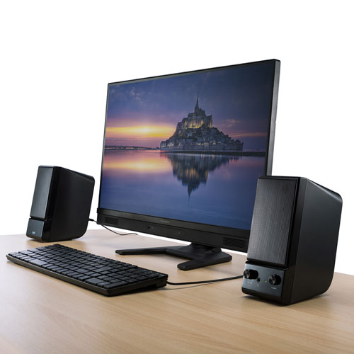 【アウトレット･訳あり・セール】スピーカー(10W・アンプ内蔵・スピーカー間延長可能・ブラック)