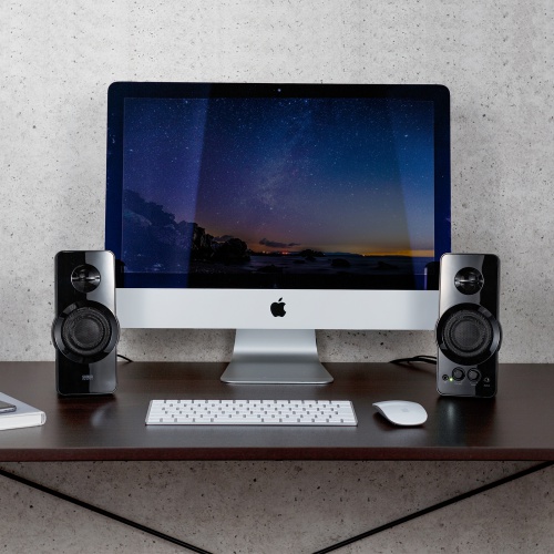 ハイパワーUSB電源スピーカー（高出力36W・PRAC回路搭載・3.5mmステレオミニプラグ・アンプ内蔵・AUX）MM-SPL19UBK