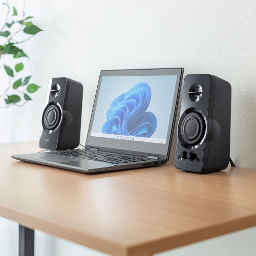 ハイパワーUSB電源スピーカー（高出力36W・PRAC回路搭載・3.5mmステレオミニプラグ・アンプ内蔵・AUX）MM-SPL19UBK