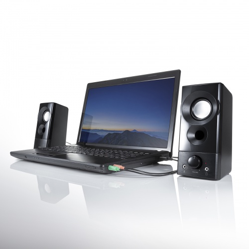 スピーカー（USB電源・アンプ内蔵・3.5ミリステレオミニプラグ接続・実用最大出力6W・ブラック)　MM-SPL20UBK サンワサプライ