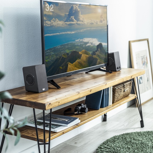 USB電源スピーカー（6W出力・パッシブラジエーター搭載・コンセント不要・USB電源・ブラック）