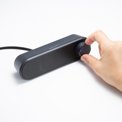 PCスピーカー（USB電源・6W出力・3.5mmプラグ接続・小型・サウンドバー型・2mケーブル）