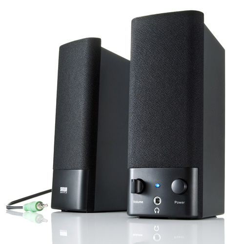 スピーカー（オーディオ・ブラック・アンプ内蔵 ・コンパクト・ヘッドホン端子・アクティブ・パワード） MM-SPL2N2 サンワサプライ