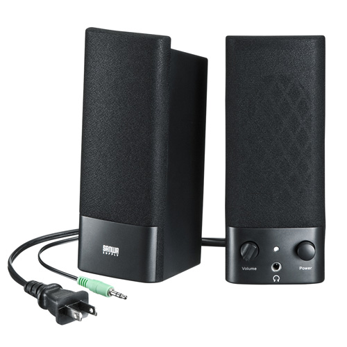 スピーカー（オーディオ・ブラック・アンプ内蔵 ・コンパクト・ヘッドホン端子・アクティブ・パワード） MM-SPL2N2 サンワサプライ