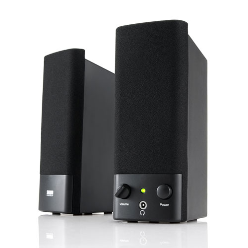 USB電源マルチメディアスピーカー（オーディオ・ブラック・アンプ内蔵・ヘッドホン端子・1W・コンセント不要）