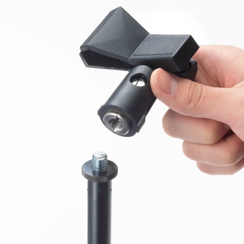 拡声器 マイクスタンド（床置きストレート型・高さ81.5-146cm・クリップ式マイクホルダー付・マイク直径1.8～3.5cm対応）