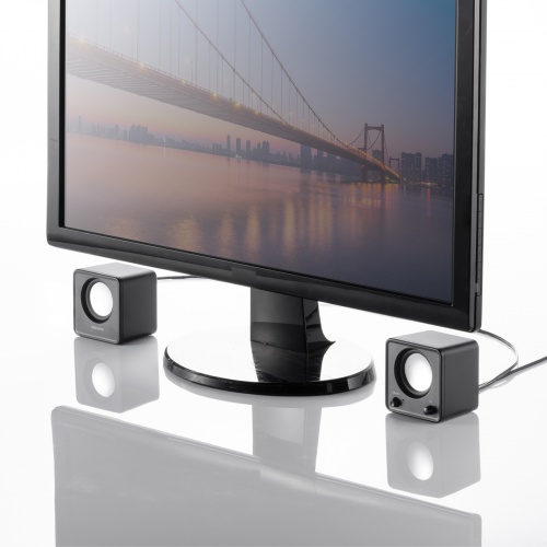 コンパクトUSBスピーカー（手のひらサイズ・USB接続・高出力6W・パッシブラジエーター搭載・独立ボリュームスイッチ）