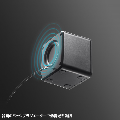 コンパクトUSBスピーカー（手のひらサイズ・USB接続・高出力6W・パッシブラジエーター搭載・独立ボリュームスイッチ）