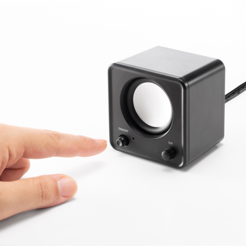 コンパクトUSBスピーカー（手のひらサイズ・USB接続・高出力6W・パッシブラジエーター搭載・独立ボリュームスイッチ）