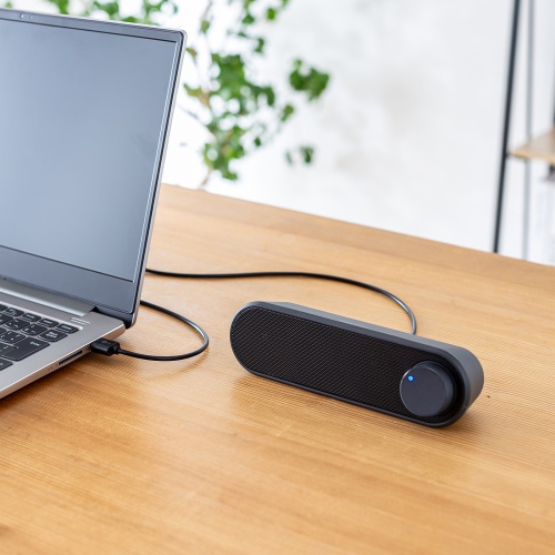 USBスピーカー（6W出力・小型・サウンドバー型・PCスピーカー・2mケーブル）