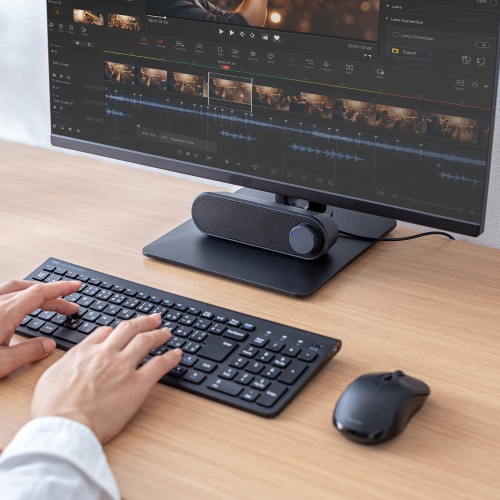 USBスピーカー（6W出力・小型・サウンドバー型・PCスピーカー・2mケーブル）