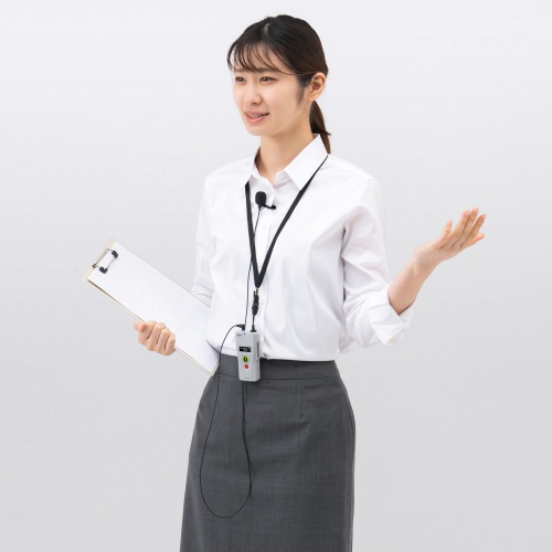 ワイヤレスガイドシステム（親機・UHF・ワイヤレス・マイク・クリップ・ストラップ付・AUX端子・電池式・インカム・工場見学)MM-WGS2TN サンワサプライ