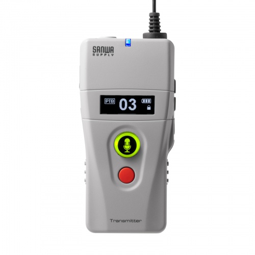 ワイヤレスガイドシステム（親機・UHF・ワイヤレス・マイク・クリップ・ストラップ付・AUX端子・電池式・インカム・工場見学)MM-WGS2TN サンワサプライ