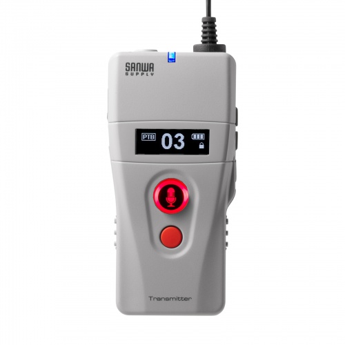 ワイヤレスガイドシステム（親機・UHF・ワイヤレス・マイク・クリップ・ストラップ付・AUX端子・電池式・インカム・工場見学)MM-WGS2TN サンワサプライ