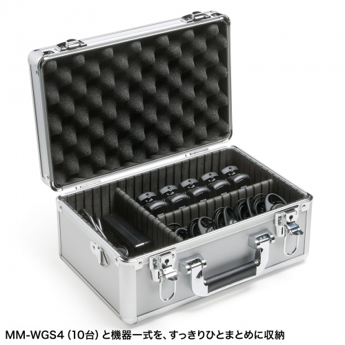 ワイヤレスガイドシステム収納ケース（MM-WGS4/EZ4-HSGS001用・キャリングケース・アルミケース・鍵付・ショルダーベルト付）