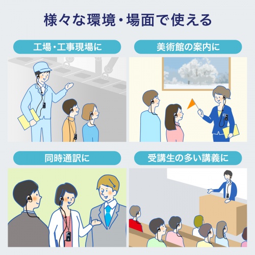 ワイヤレスガイドシステム（親機・ガイド用イヤホンマイク・ツアーガイドシステム・最大100台接続・旅行・団体・ガイドレシーバー・ガイドリーダー・インカム・無線・シスガイド・工場見学）